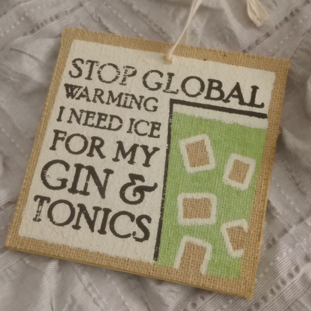 Burlap bar sign